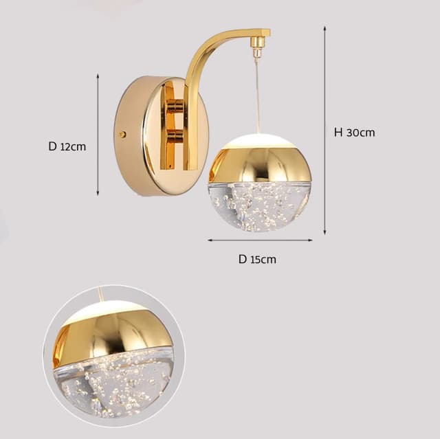 Elsa vägglampa Krom technical drawing