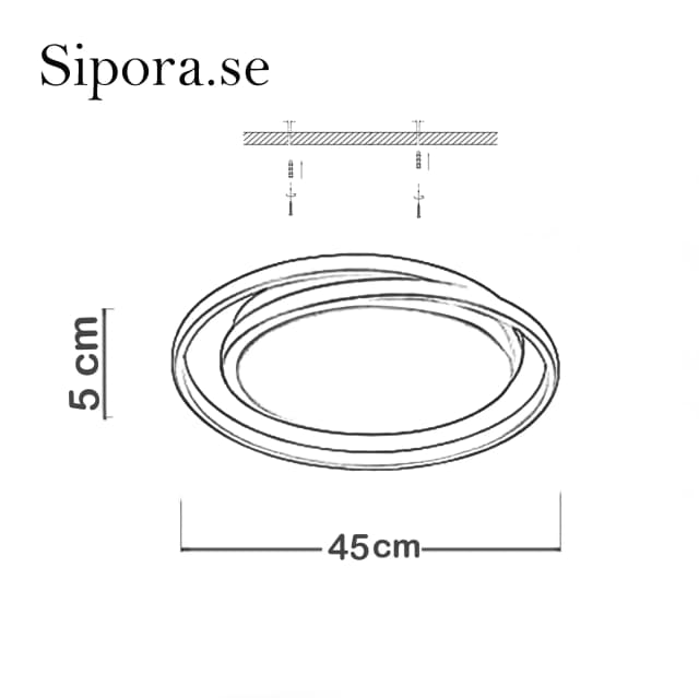 Tore Takplafond mattsvart technical drawing