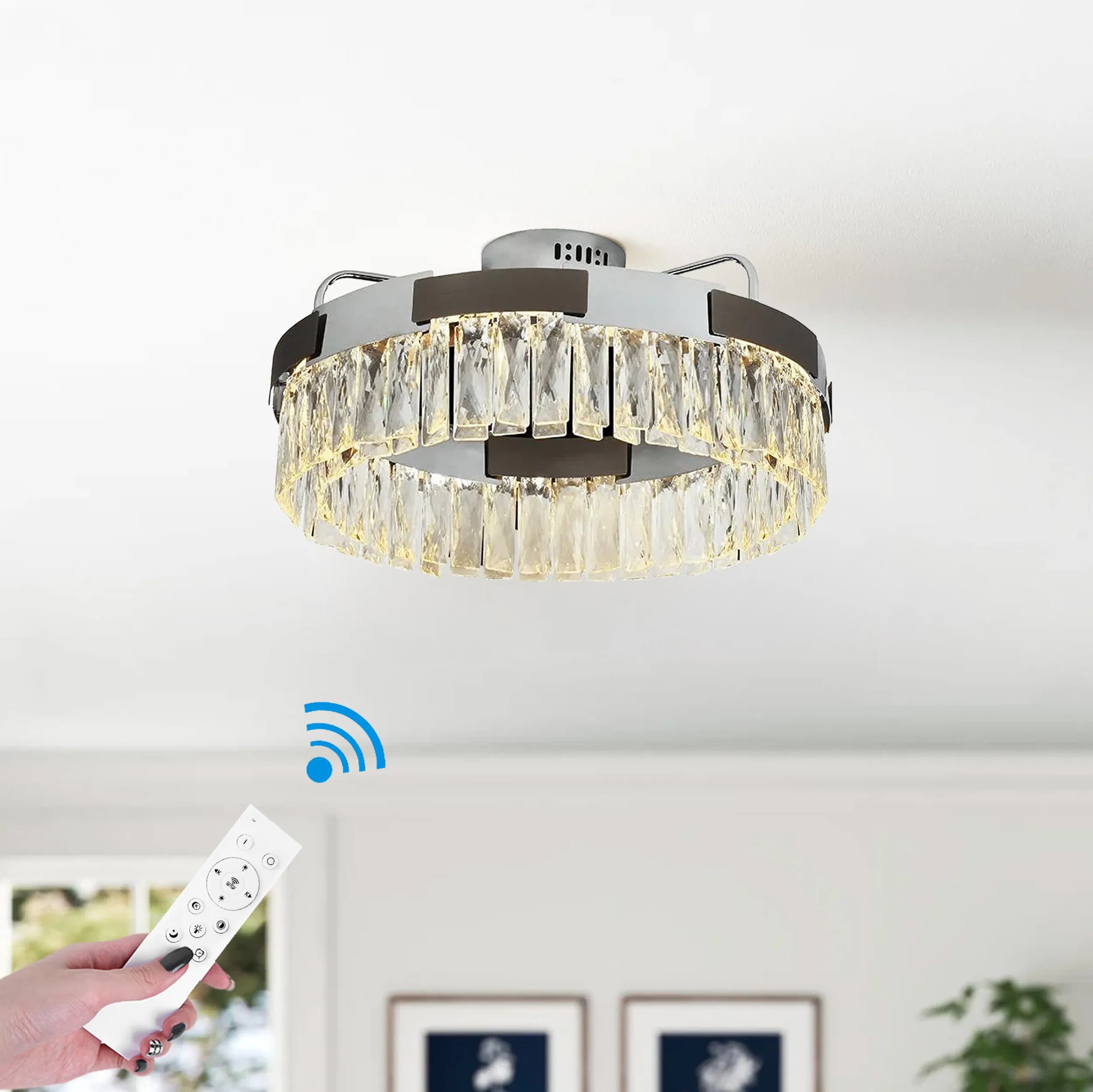 Celina kristallplafond 50 cm Krom