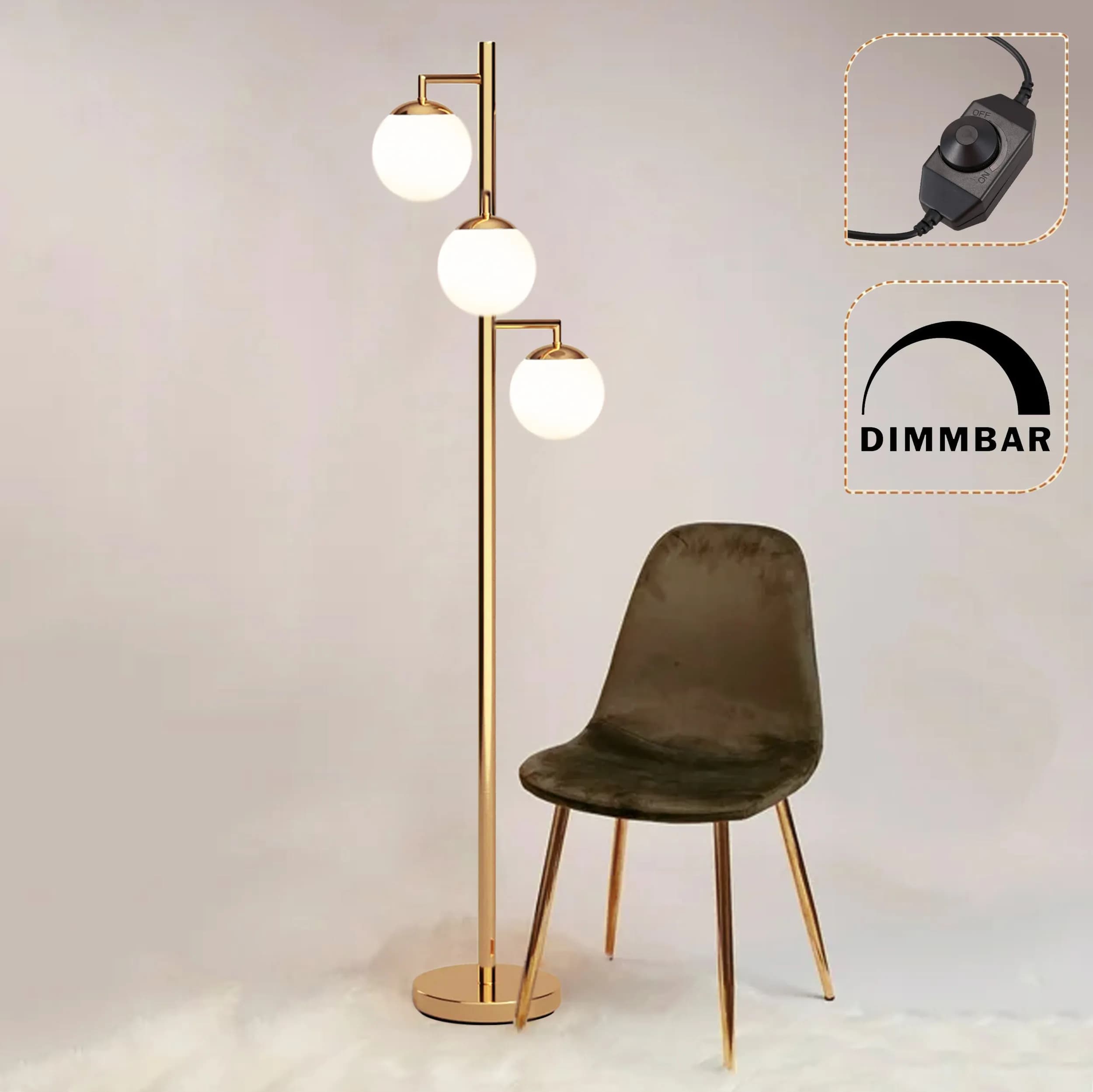 Amanda golvlampa guld