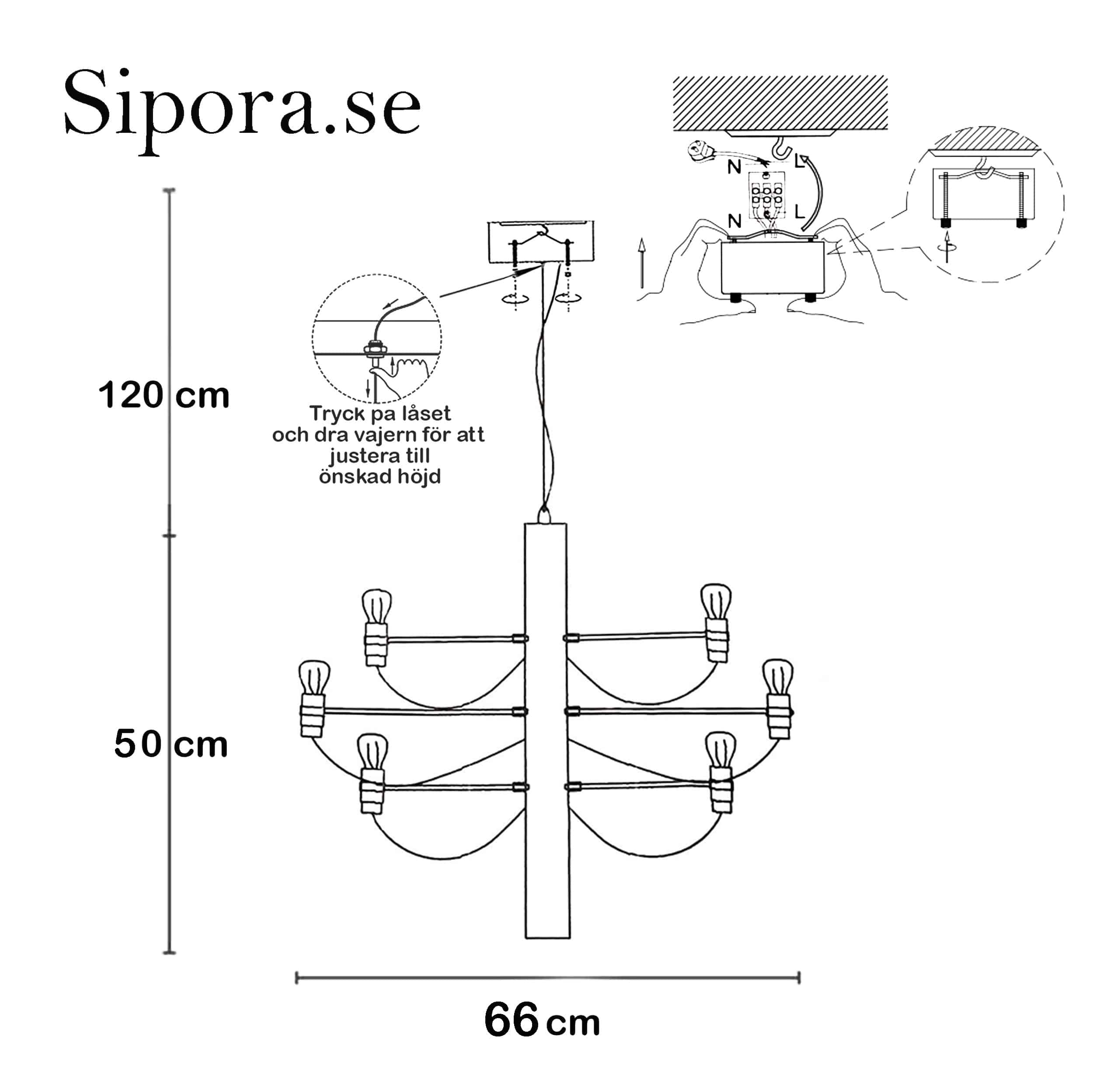 Crown Taklampa 18 armar storlek