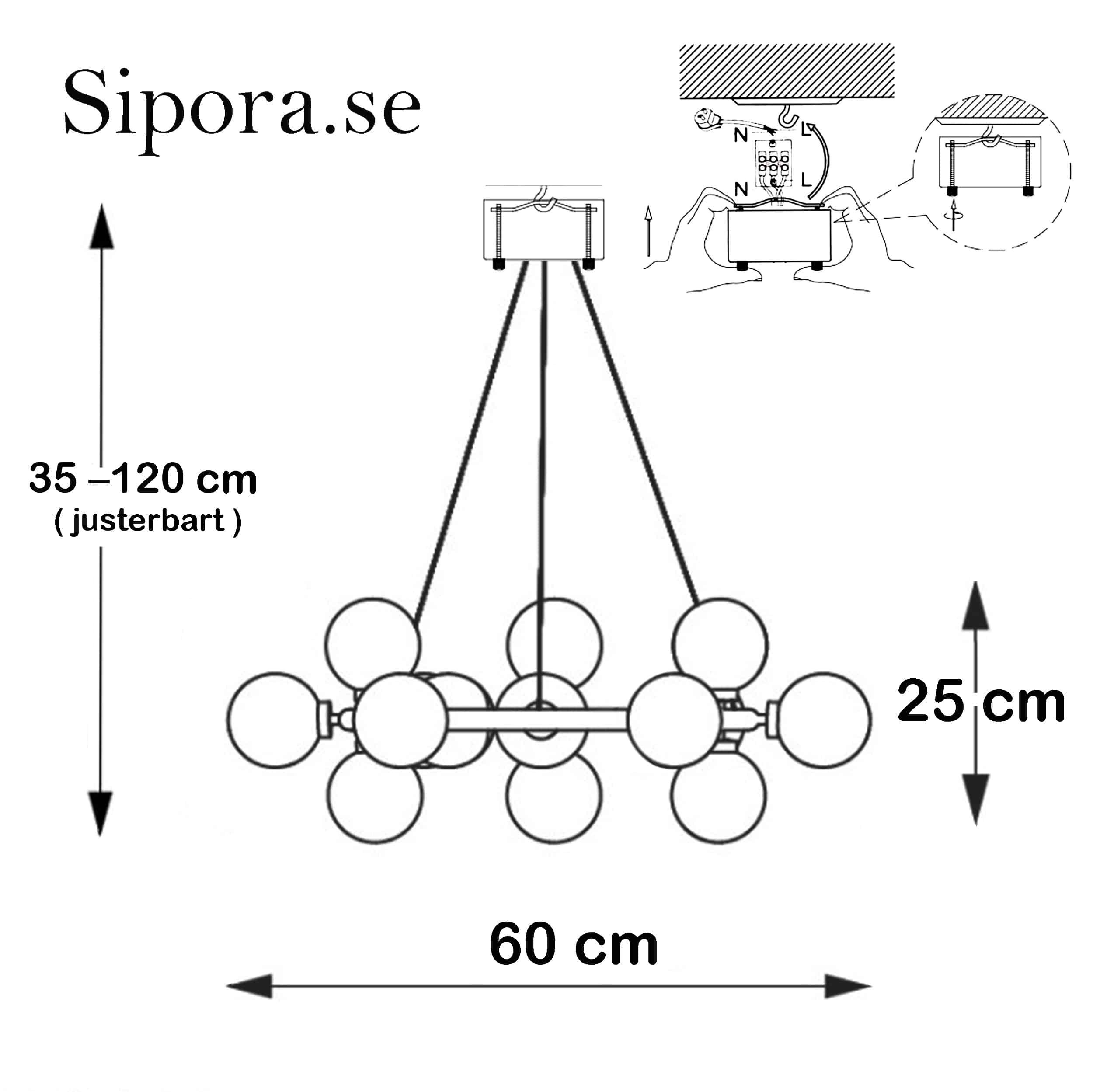 Sofia Taklampa Storlek